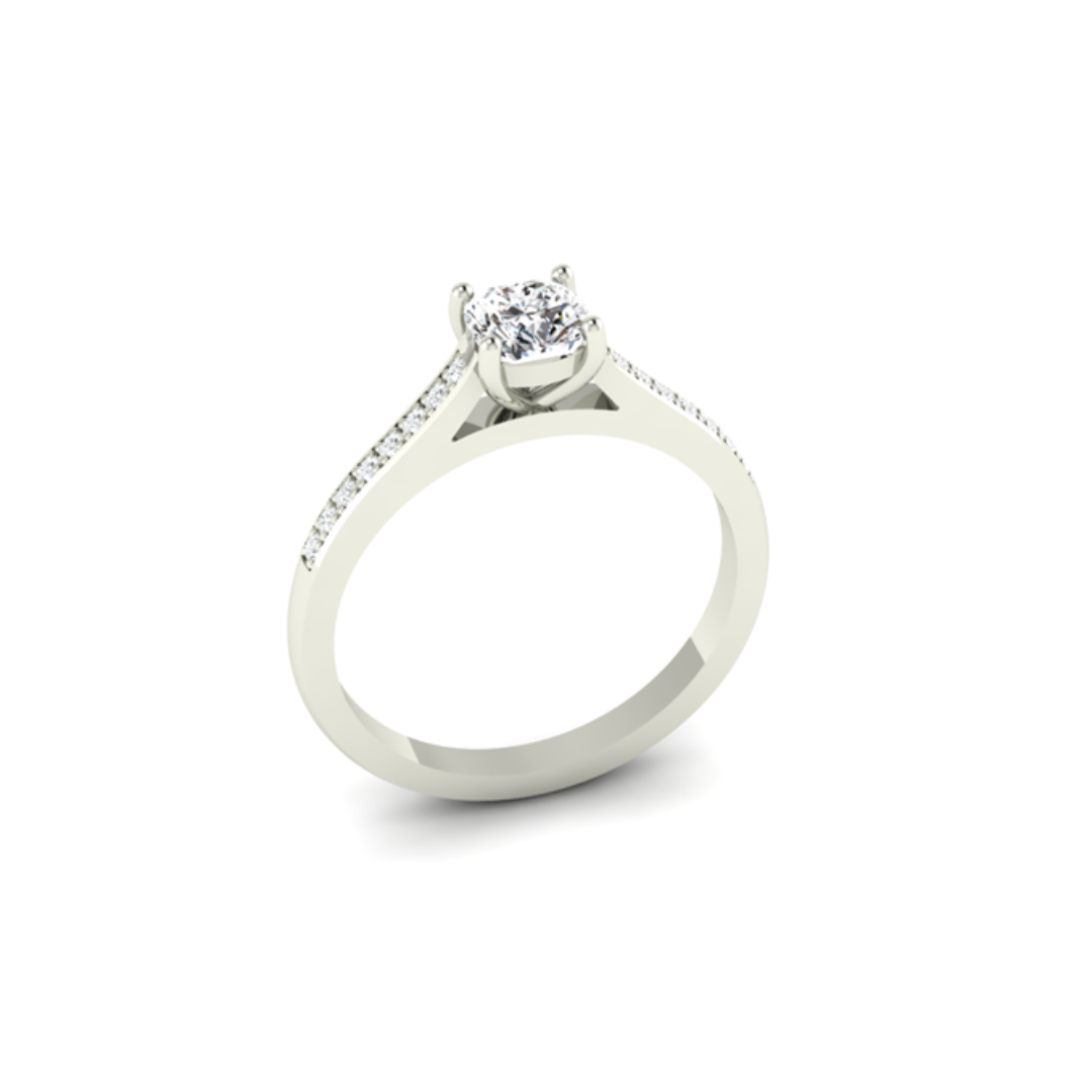 Cushion Cut Diamond Ring with Pave Shoulders 5 Cushion Cut Diamond Ring with Pave Shoulders - Image 5
