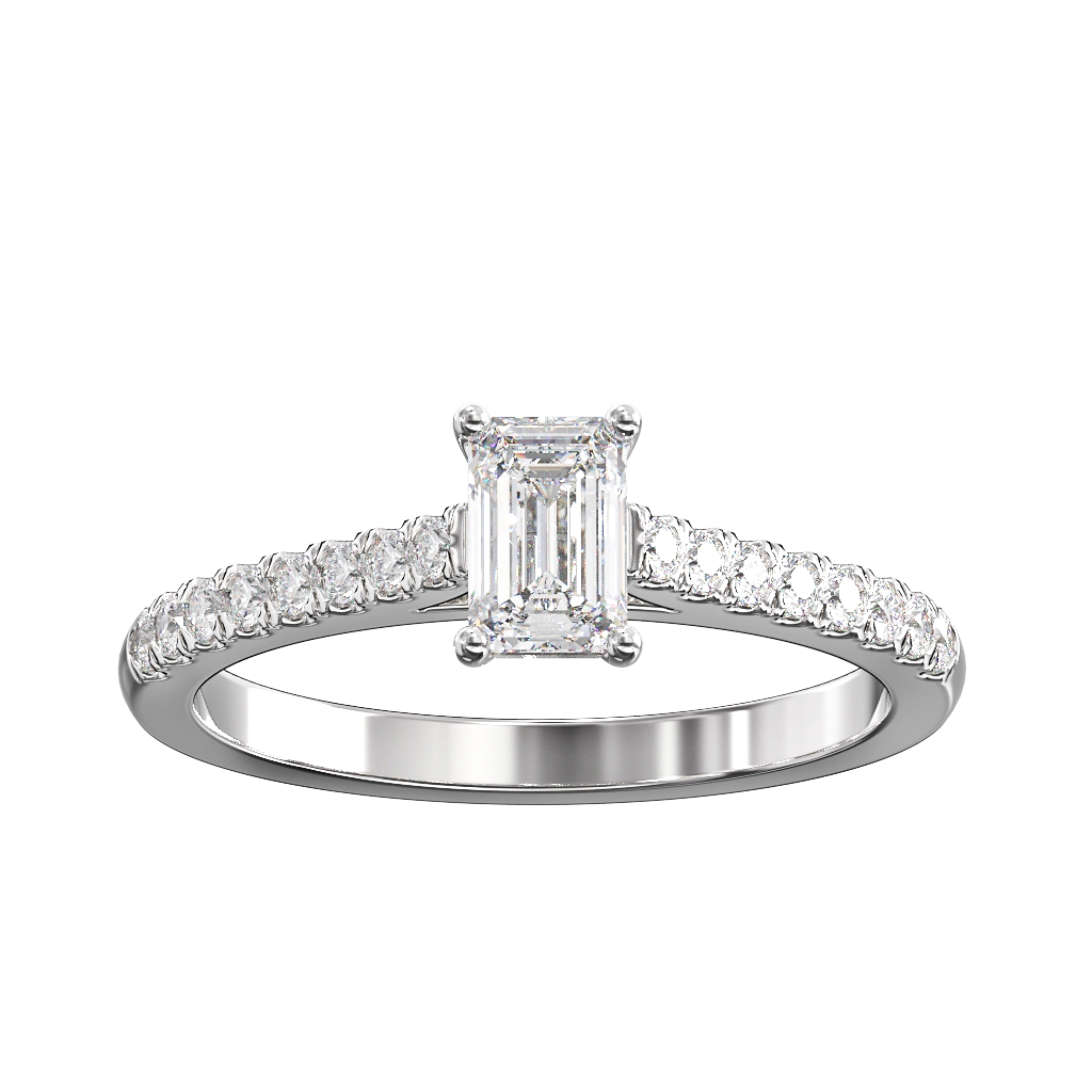 Emerald Cut Diamond & Cut Down Diamond shoulders 4 Emerald Cut Diamond & Cut Down Diamond shoulders - Image 4