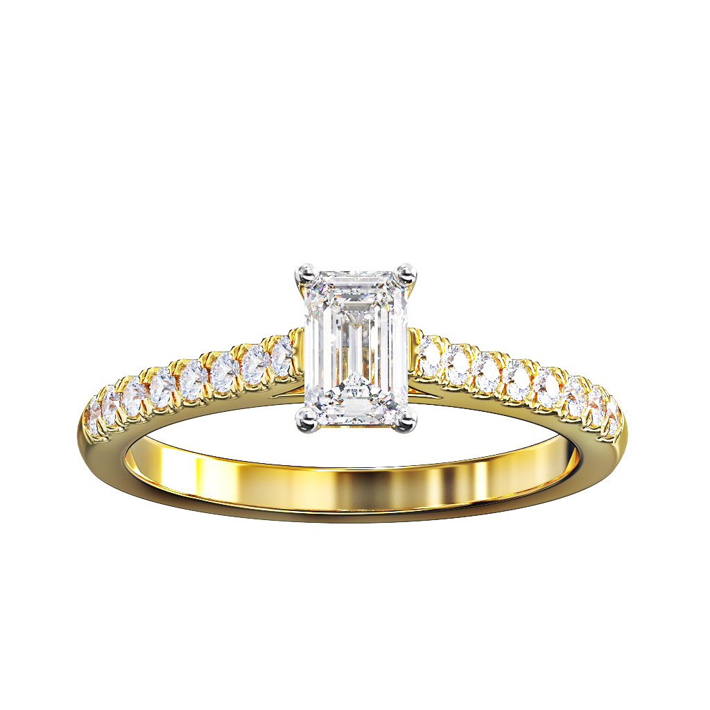 Emerald Cut Diamond & Cut Down Diamond shoulders 1 Emerald Cut Diamond & Cut Down Diamond shoulders