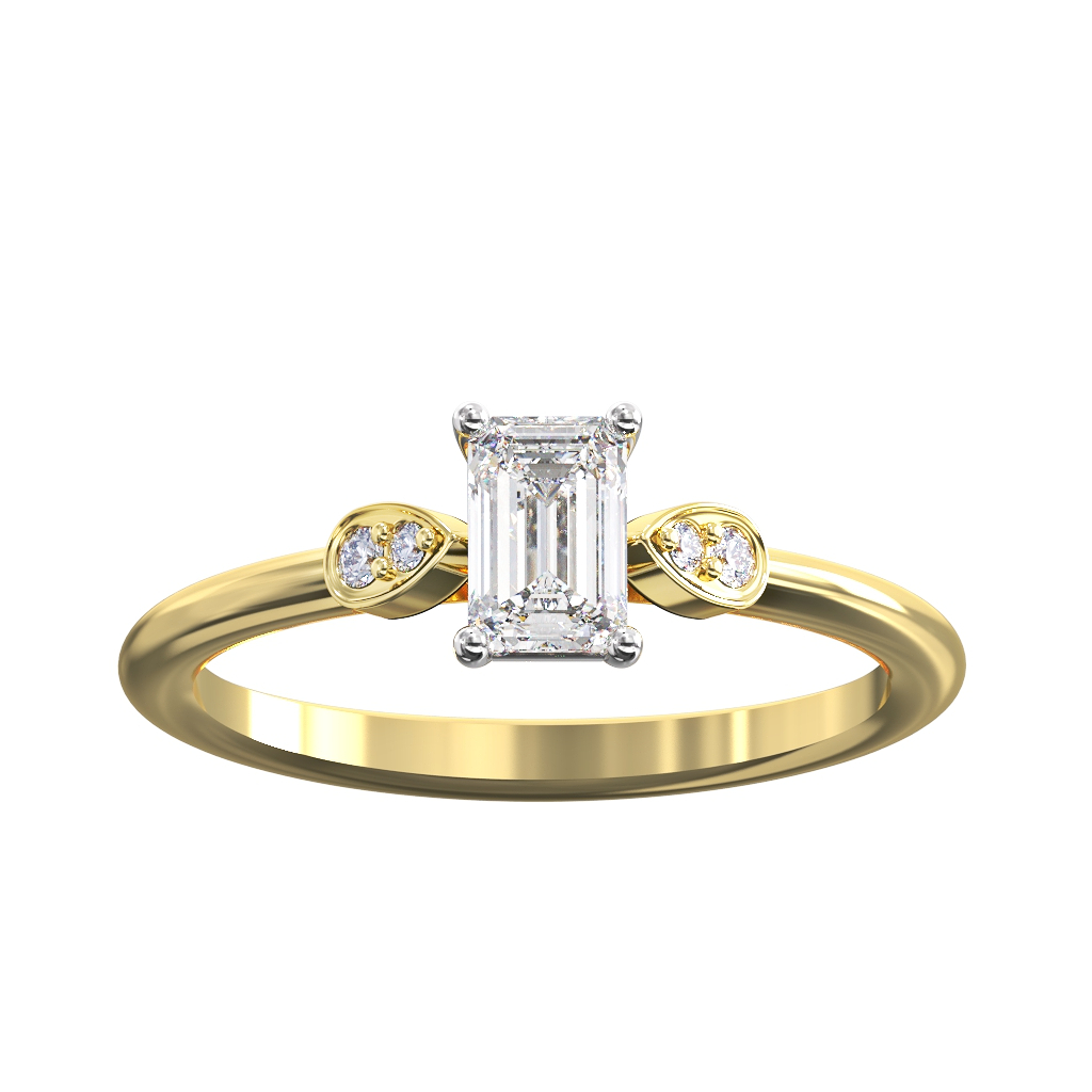 Single Emerald with Petal Diamond shoulders 1 Single Emerald with Petal Diamond shoulders