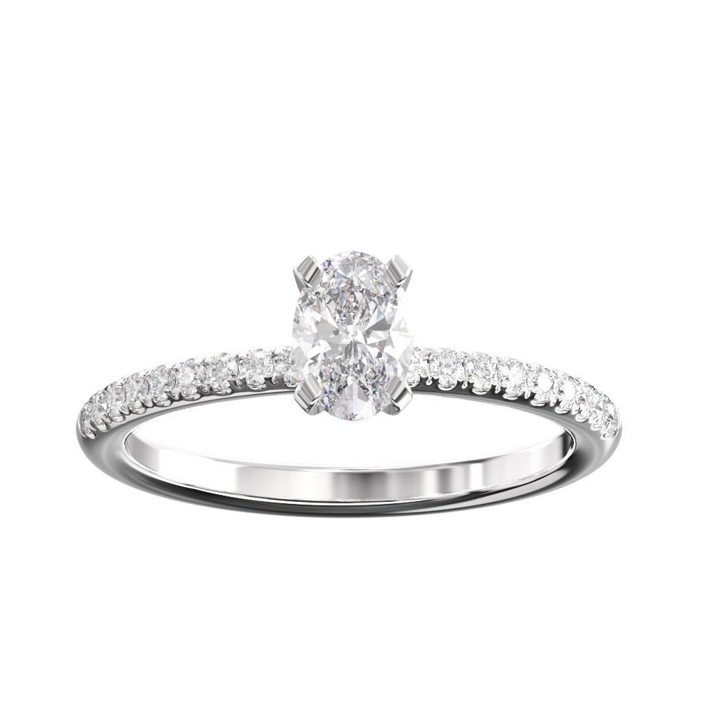 Single Oval Diamond & Fine cut down shoulders 4 Single Oval Diamond & Fine cut down shoulders - Image 4