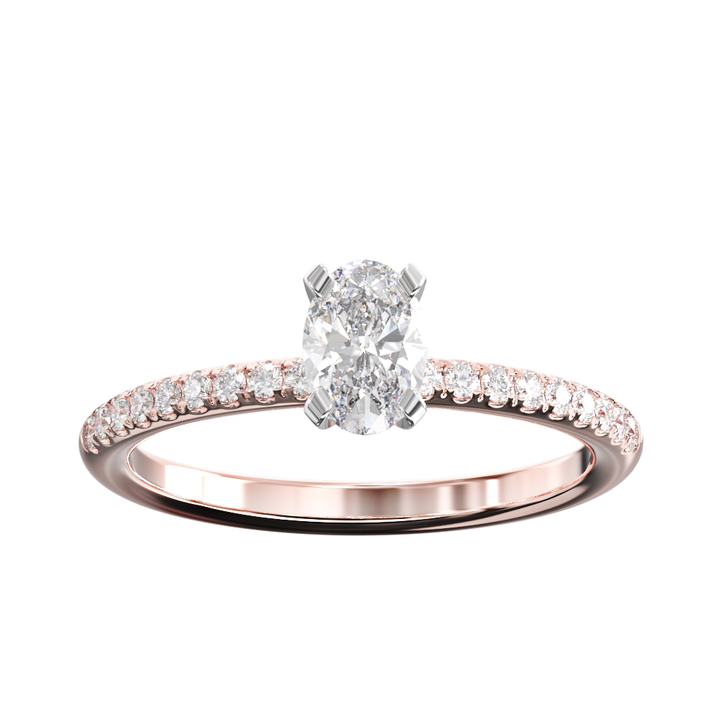 Single Oval Diamond & Fine cut down shoulders 2 Single Oval Diamond & Fine cut down shoulders - Image 2