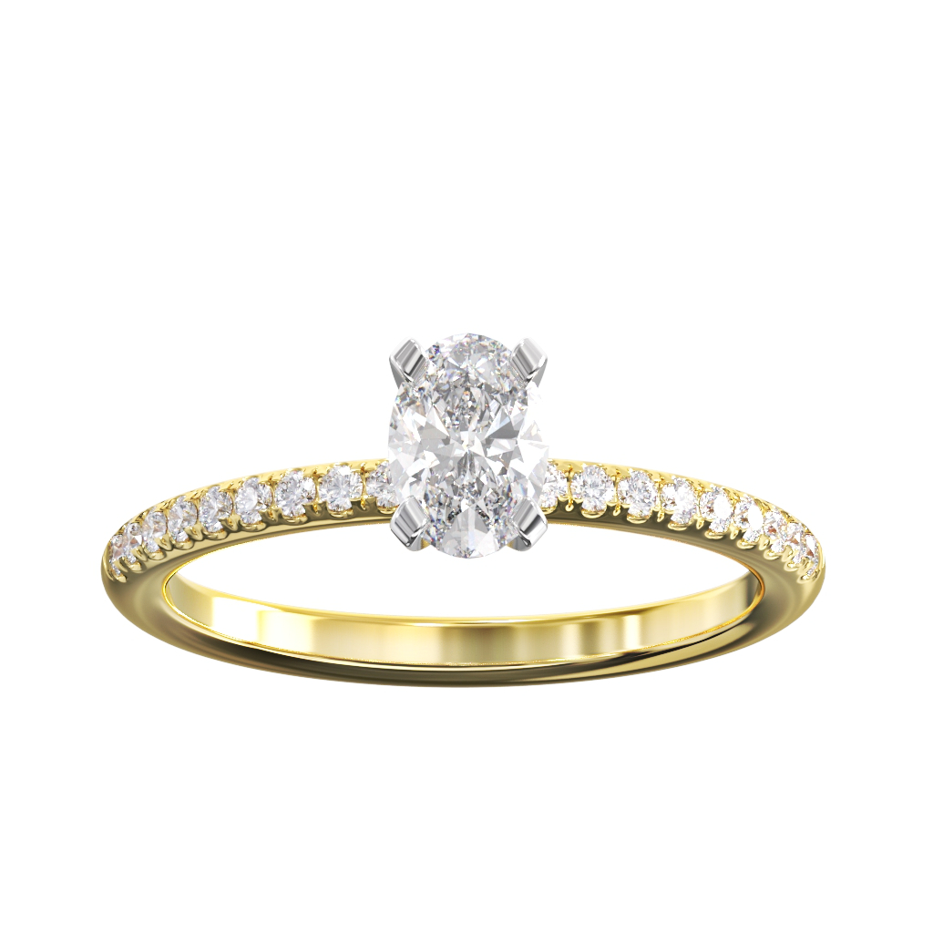 Single Oval Diamond & Fine cut down shoulders 1 Single Oval Diamond & Fine cut down shoulders