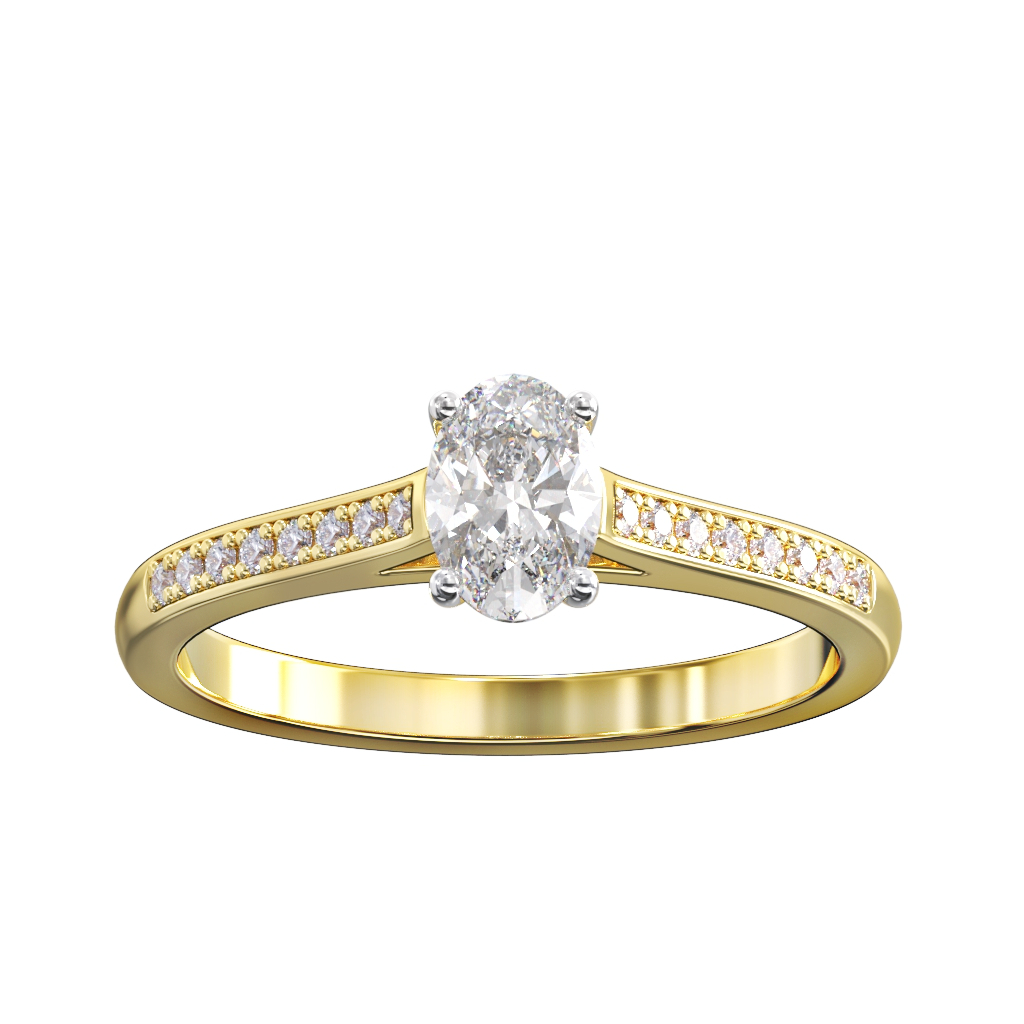 Single Oval Diamond with Pave Diamond shoulders 1 Single Oval Diamond with Pave Diamond shoulders