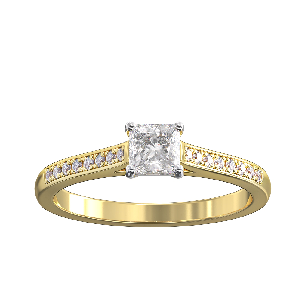 Princess Cut with Pave Diamond set Shoulders 1 Princess Cut with Pave Diamond set Shoulders