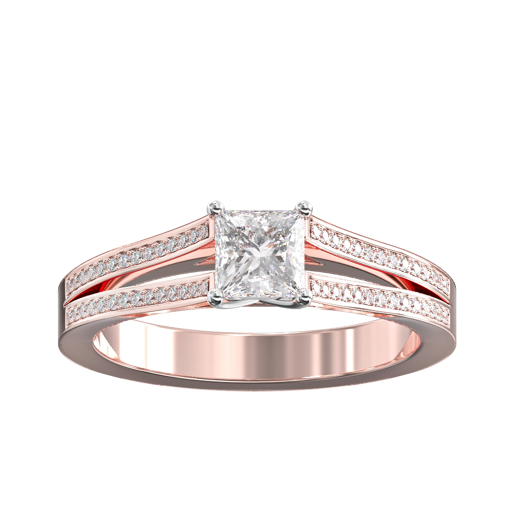 Princess Cut Diamond & Pave Split Shoulders 2 Princess Cut Diamond & Pave Split Shoulders - Image 2