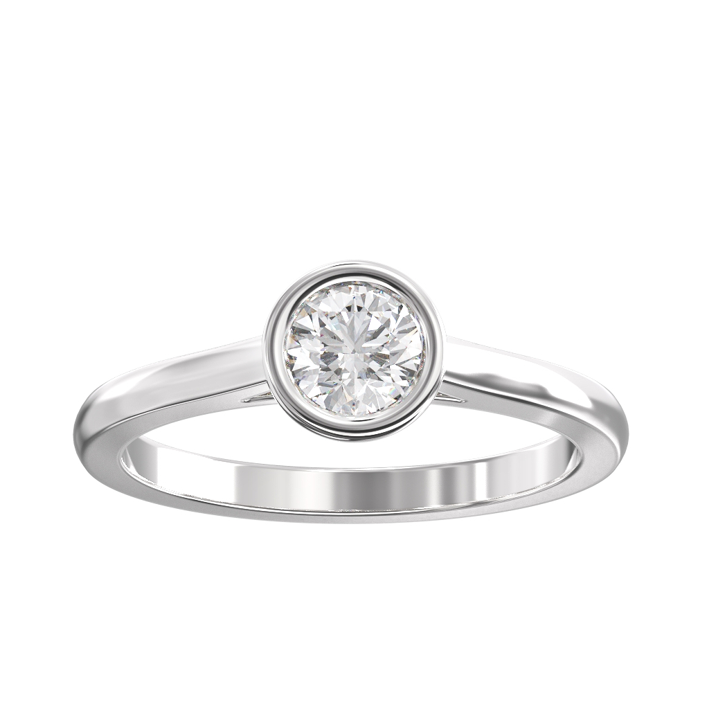 Single stone classic rub-over, Round Brilliant Diamond ring 4 Single stone classic rub-over, Round Brilliant Diamond ring - Image 4