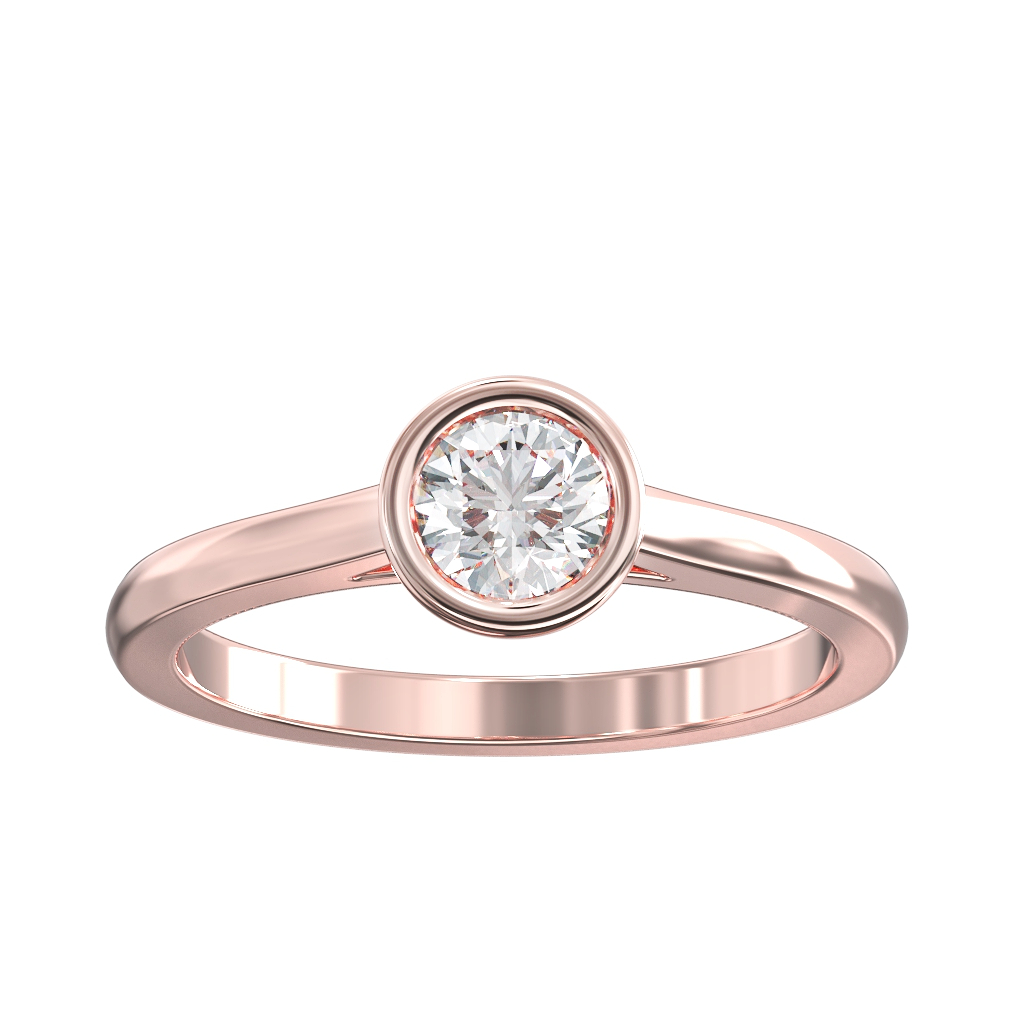 Single stone classic rub-over, Round Brilliant Diamond ring 2 Single stone classic rub-over, Round Brilliant Diamond ring - Image 2