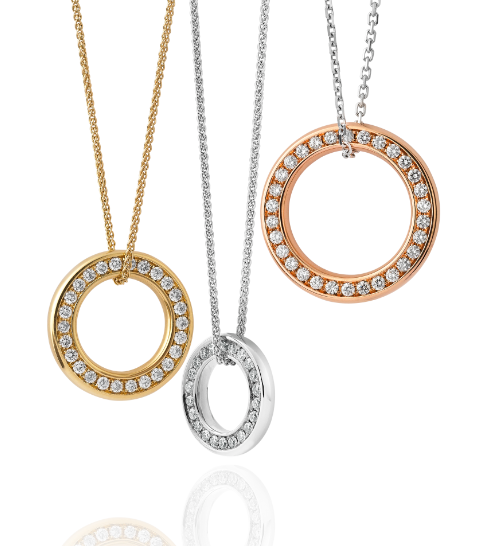 Endless love diamond circle pendant & chain