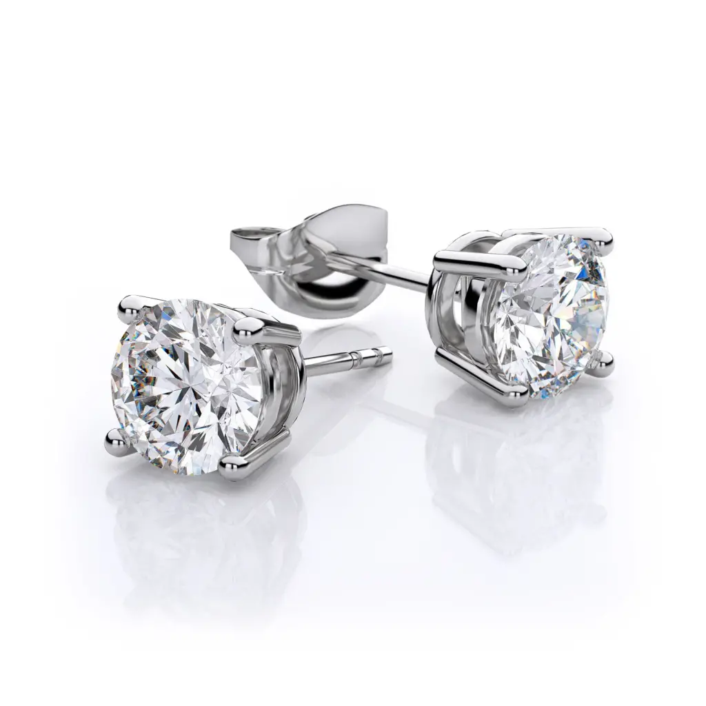 Classic four claw diamond stud earrings