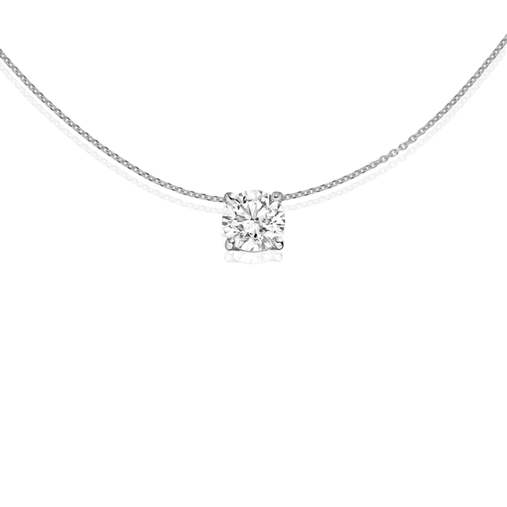 Classic Claw Diamond Pendant & Chain 4 claw round diamond pendant with chain