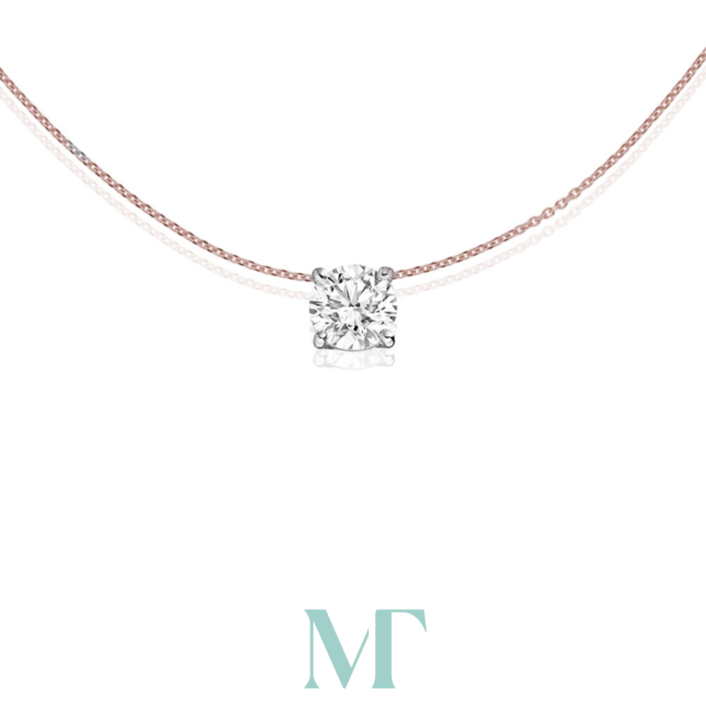 Classic claw round diamond pendant with chain