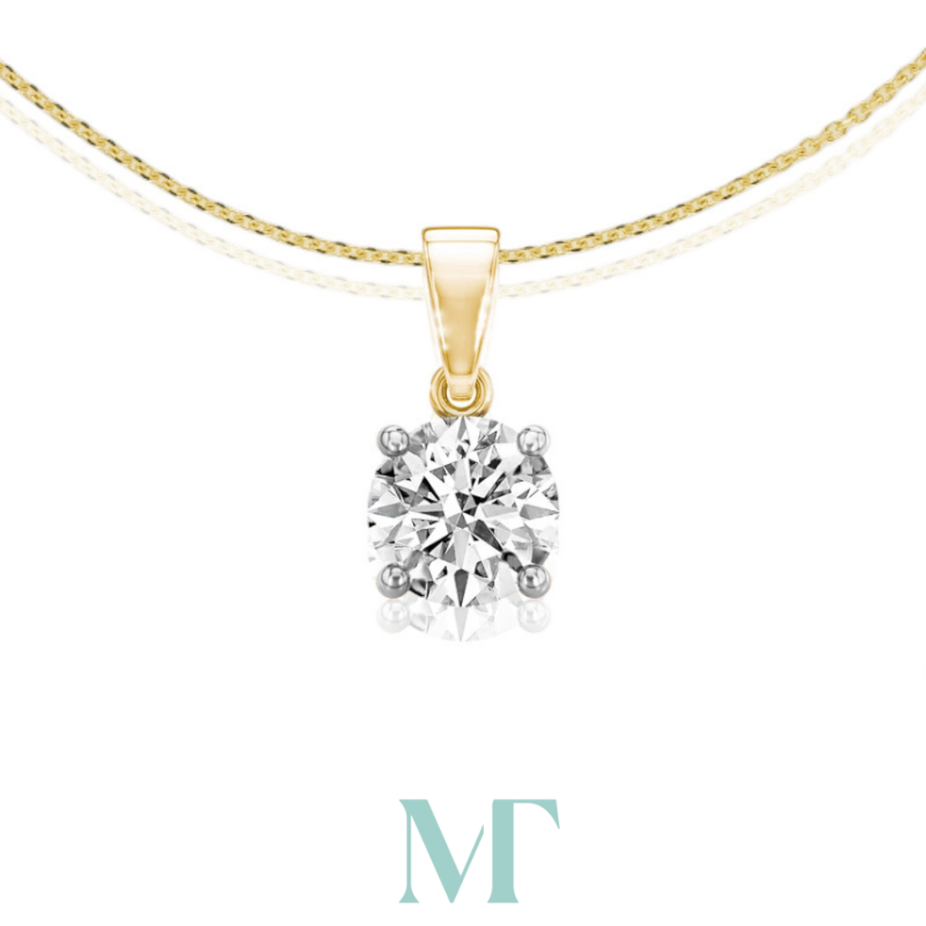 Classic claw round diamond pendant with chain