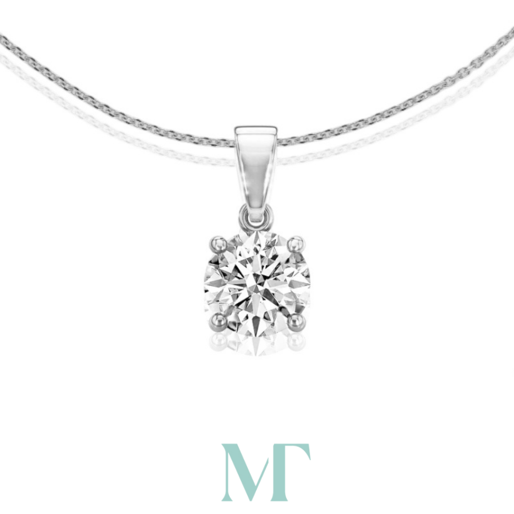 Classic claw round diamond pendant with chain