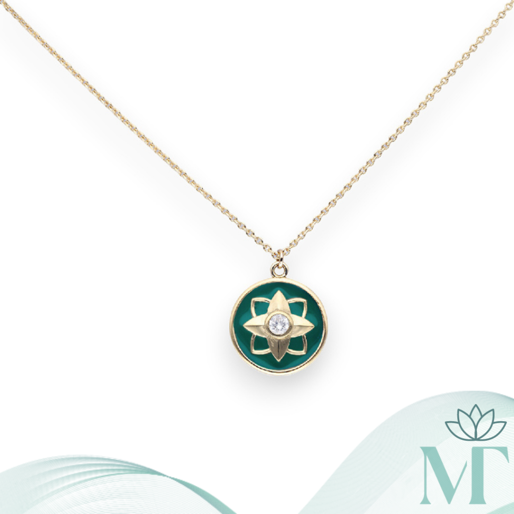 Lotus Enamel & Diamond Pendant