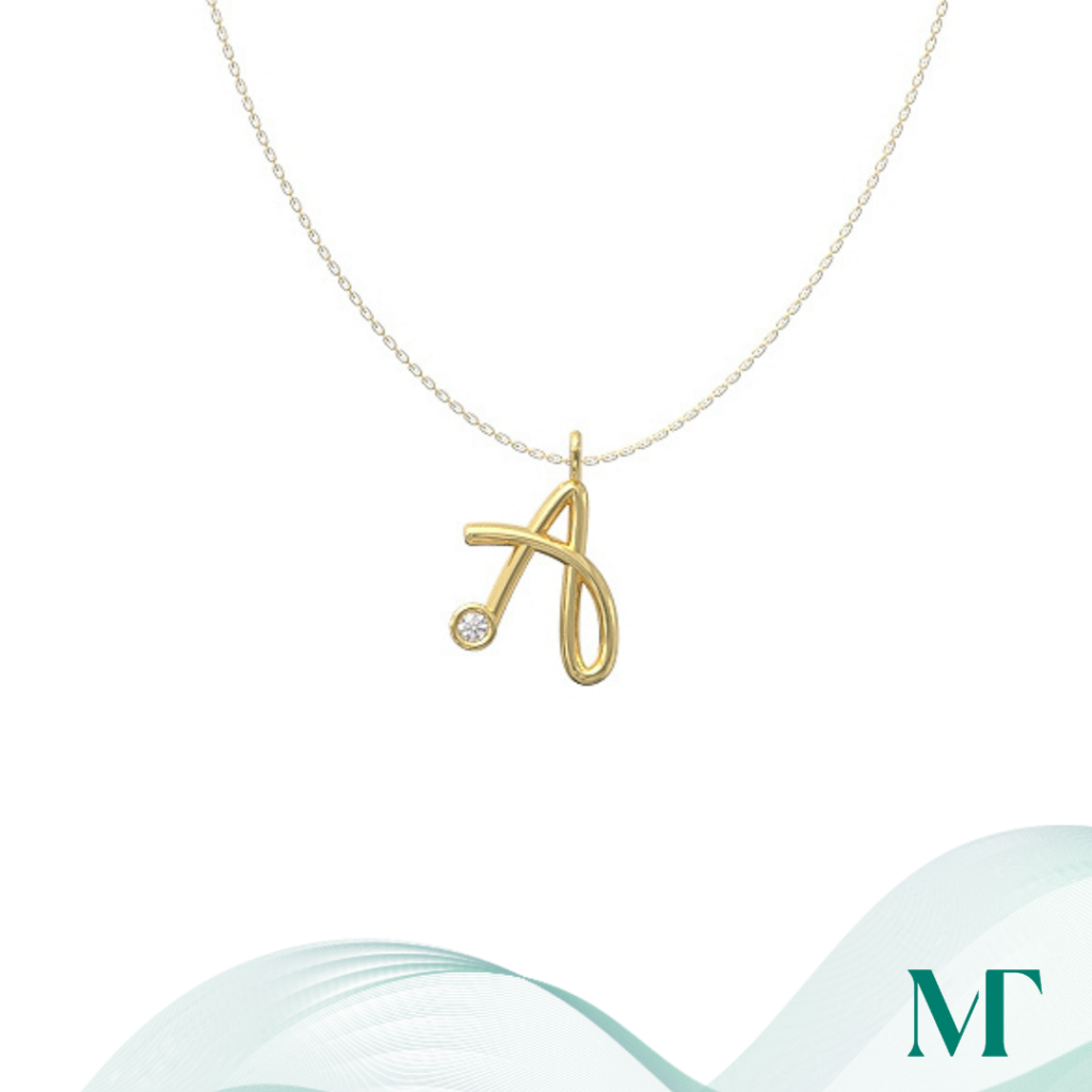 A diamond set initial pendant & chain
