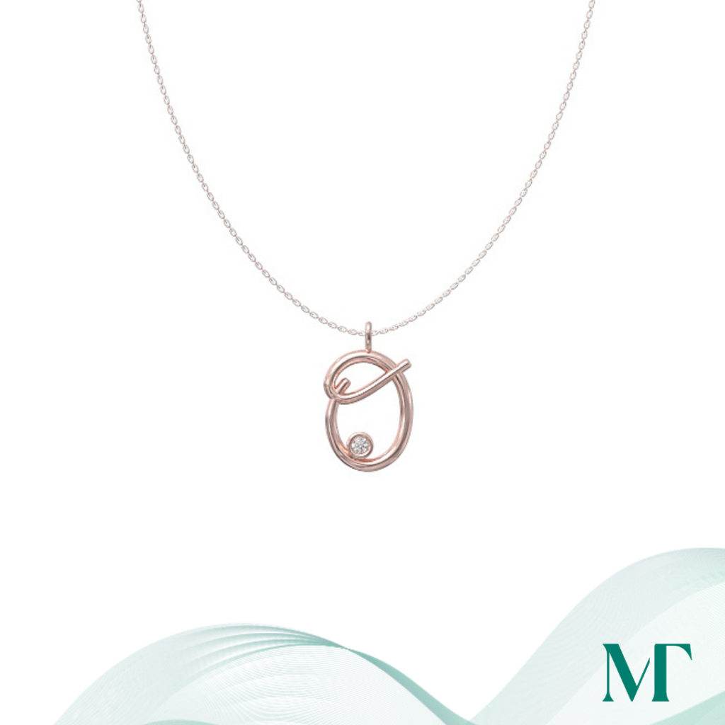 O diamond set initial pendant & chain
