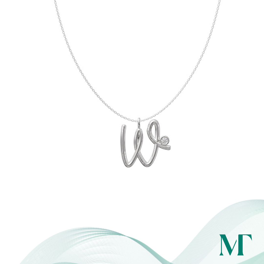 W Initial Diamond Pendant 1 W diamond set initial pendant & chain