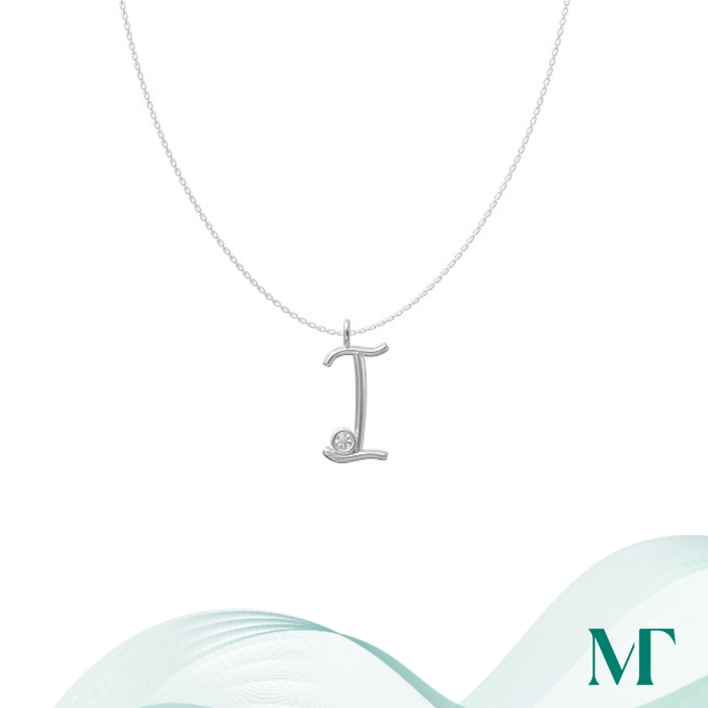 I diamond set initial pendant & chain