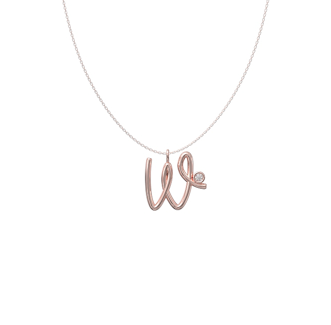 W Initial Diamond Pendant 3 W diamond set initial pendant & chain