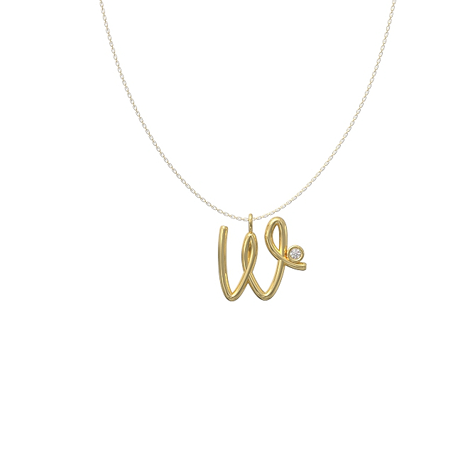 W Initial Diamond Pendant 2 W diamond set initial pendant & chain