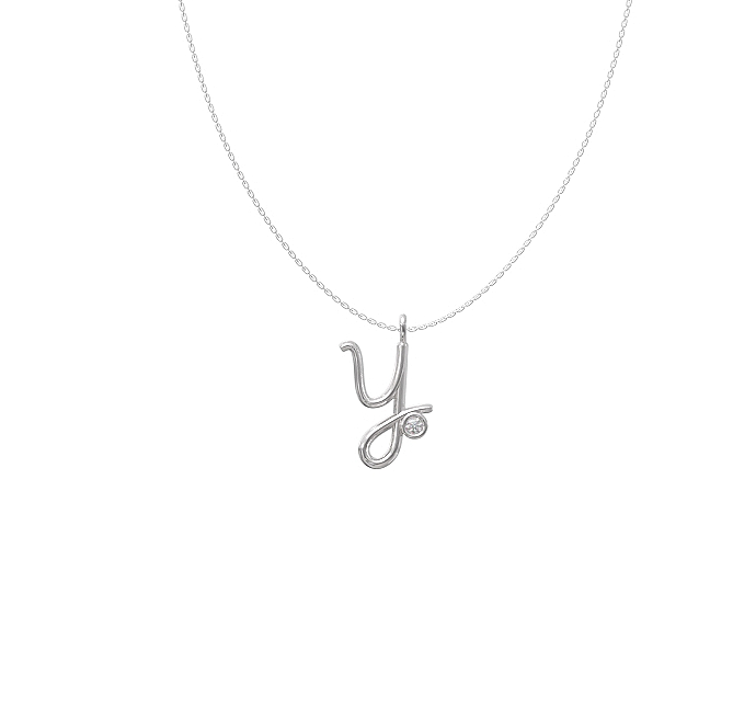 Y Initial Diamond Pendant 3 Y diamond set initial pendant & chain