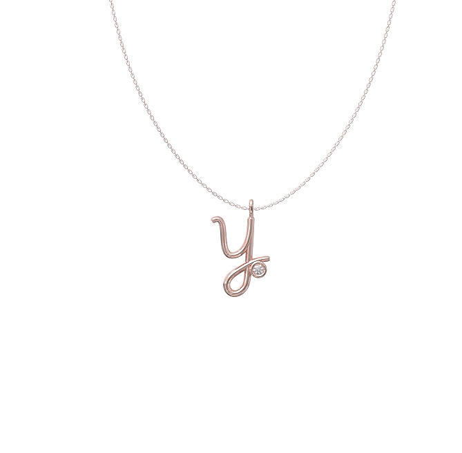 Y Initial Diamond Pendant 2 Y diamond set initial pendant & chain
