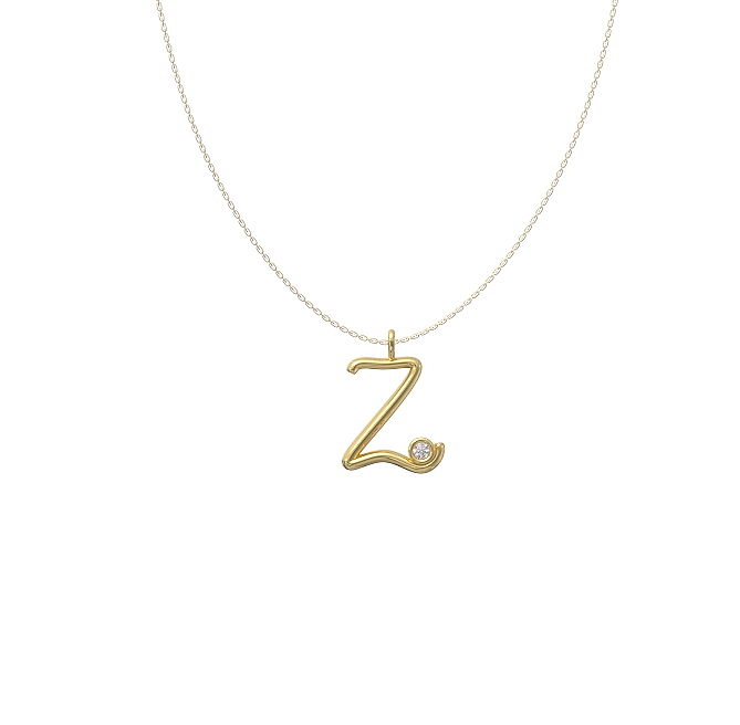 Z Initial Diamond Pendant 2 Z diamond set initial pendant & chain