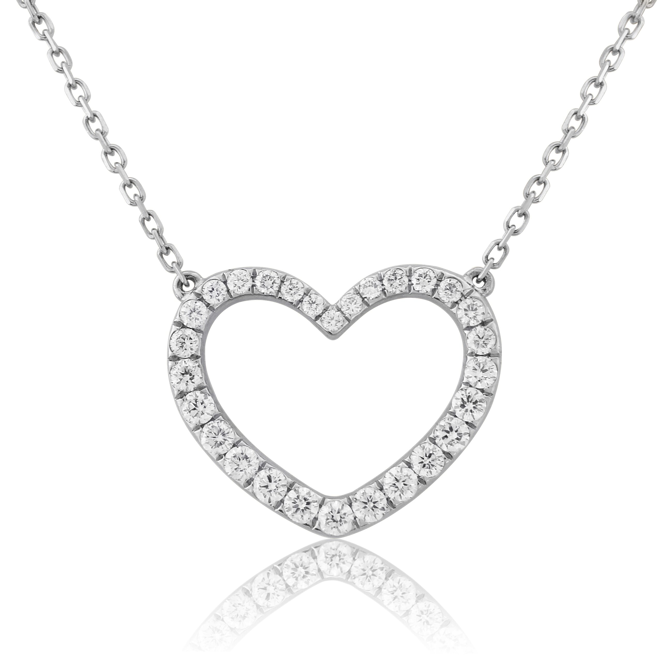 Heart Diamond Necklace 1 Diamond set Heart shape pendant, necklace