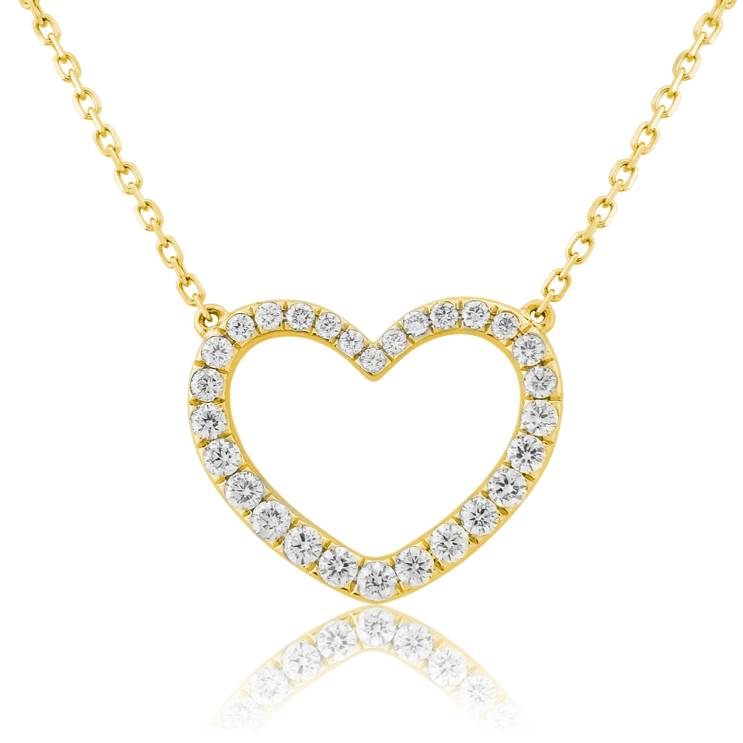 Heart Diamond Necklace 3 Diamond set Heart shape pendant, necklace
