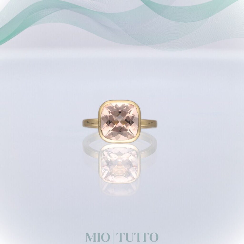 Rub over modern yellow gold Morganite ring