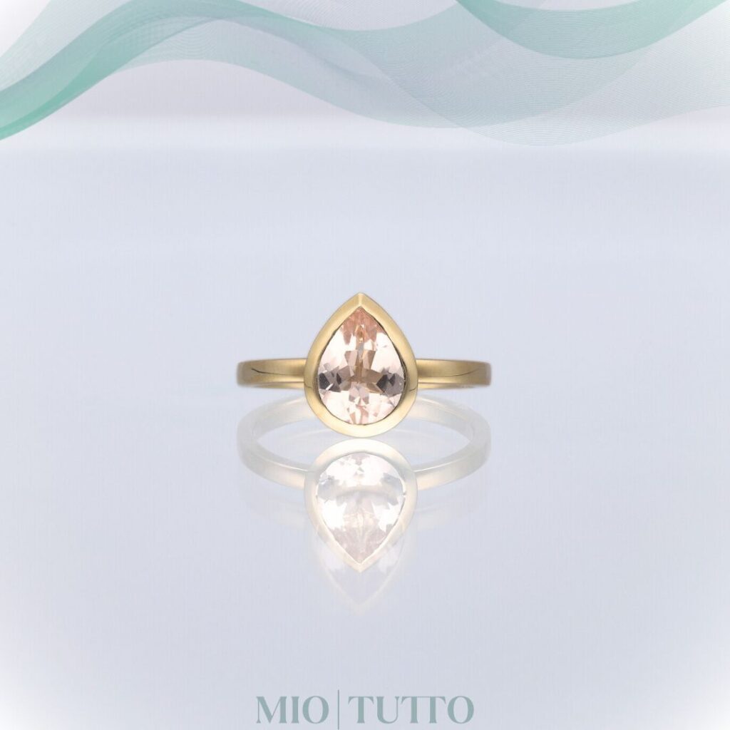 Rub over modern yellow gold Morganite ring