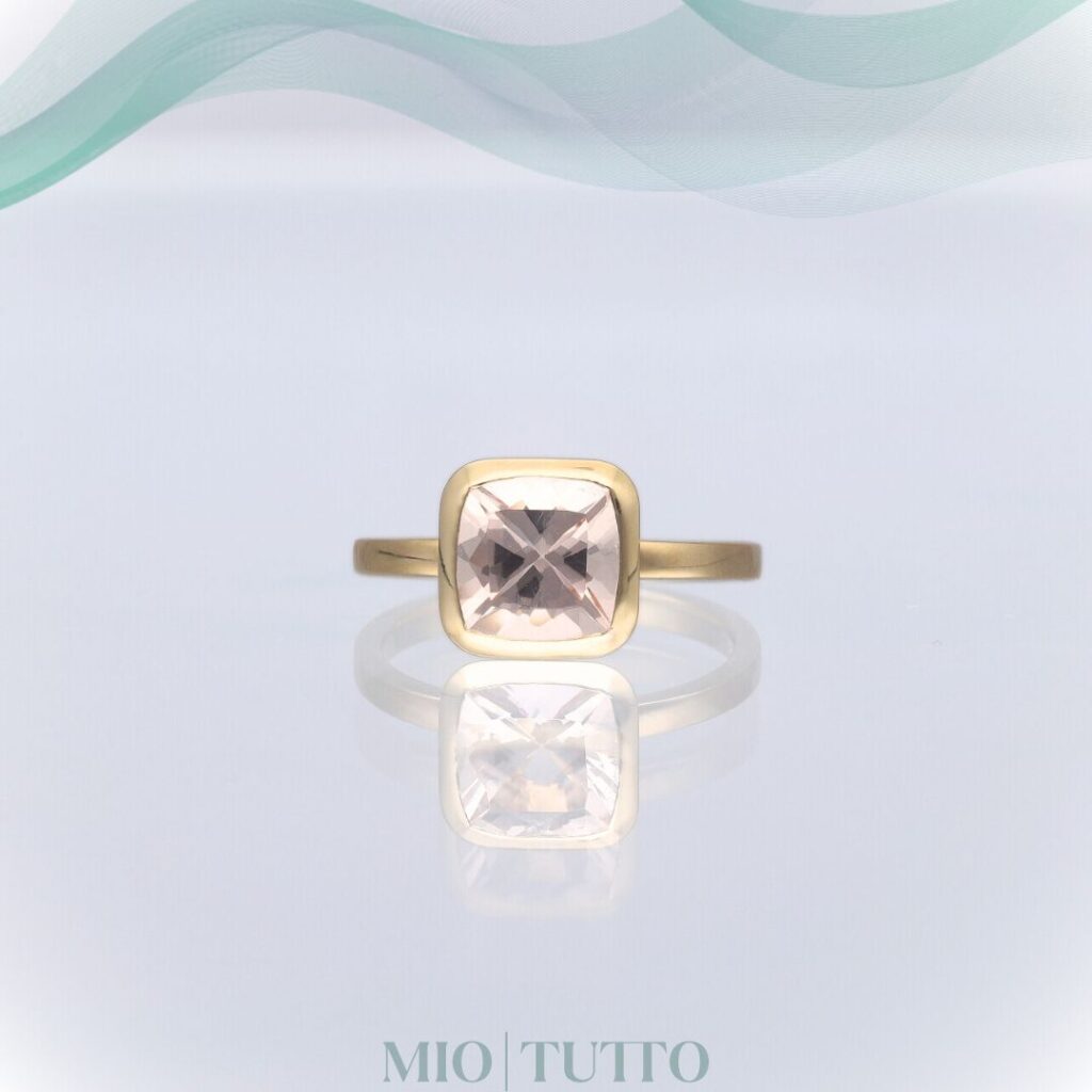 Rub over modern yellow gold Morganite ring