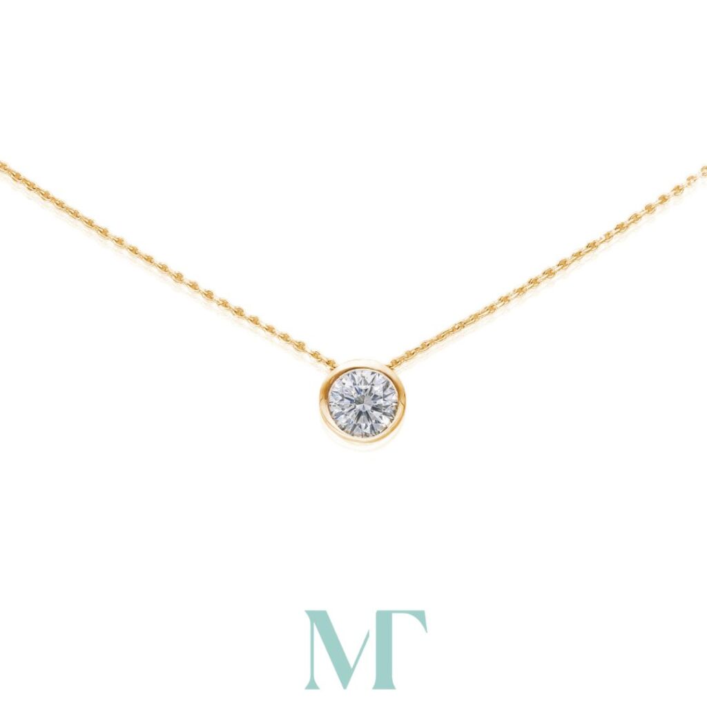 Rub-over Lab Grown Diamond Solitaire Pendant & Chain