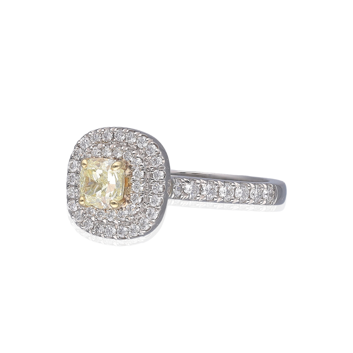 Natural Yellow Diamond Double Halo ring 2 Natural Yellow diamond ring, with Yellow and White diamonds