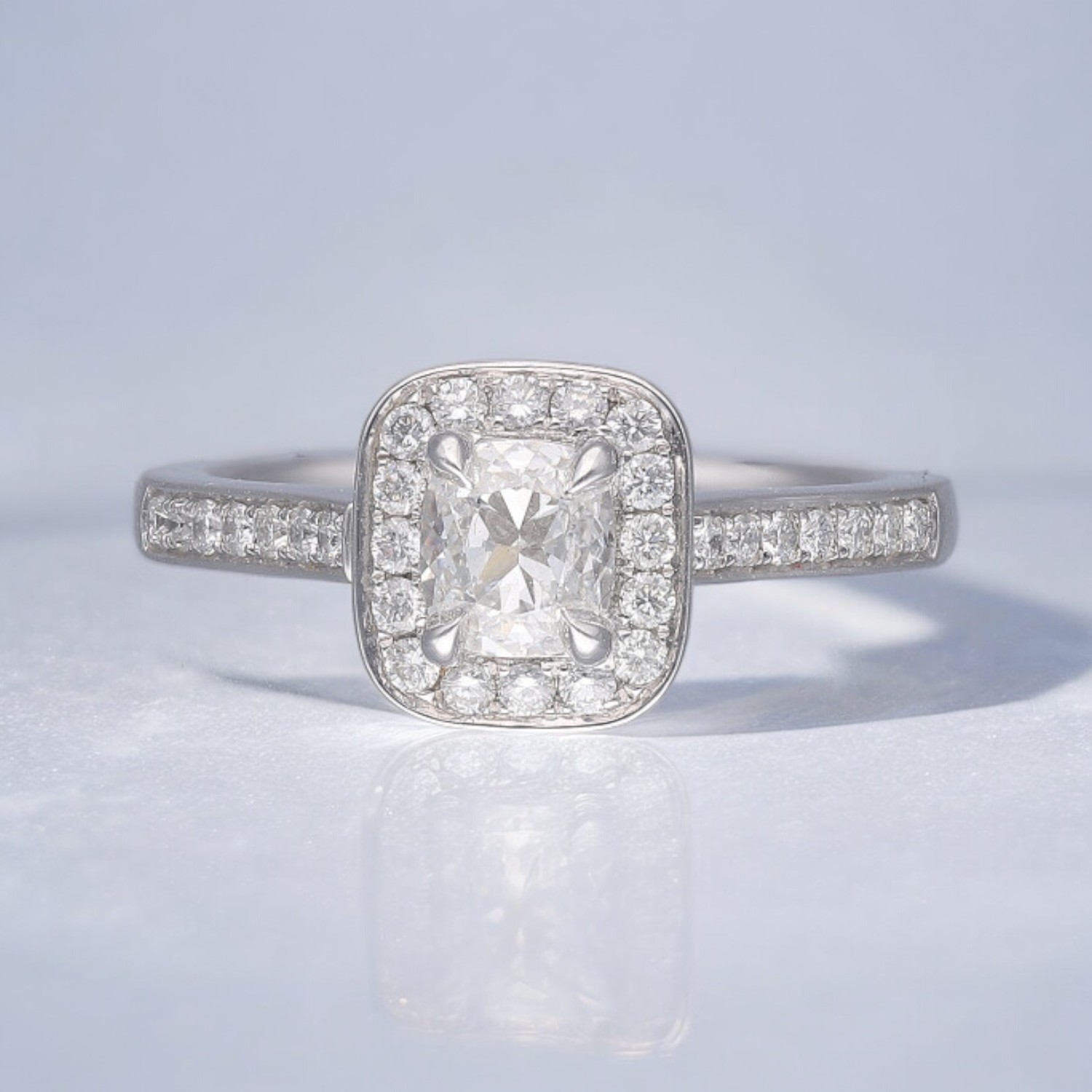 Cushion Diamond Halo Ring 1 Cushion Diamond Halo Ring