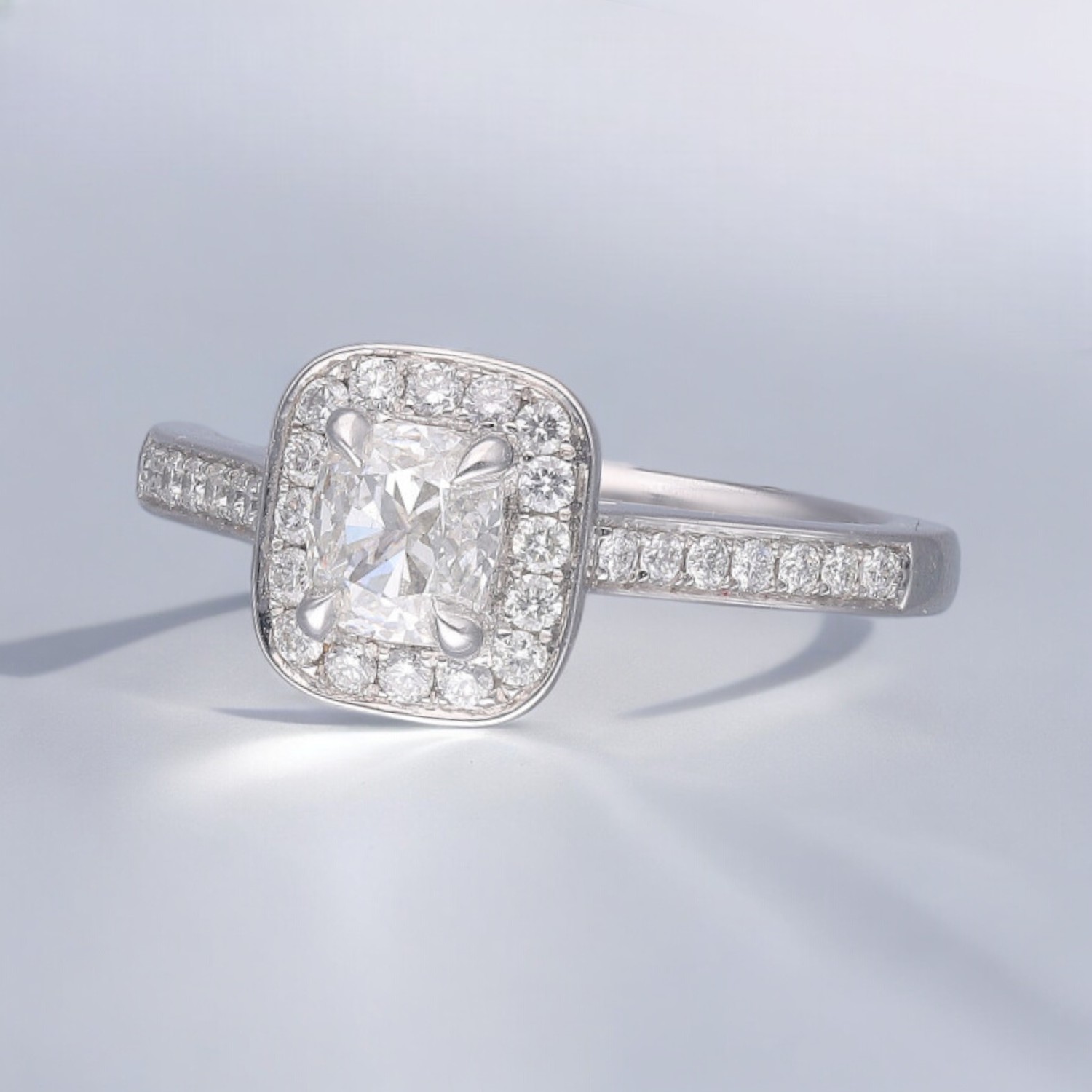 Cushion Diamond Halo Ring 2 Cushion Diamond Halo Ring - Image 2