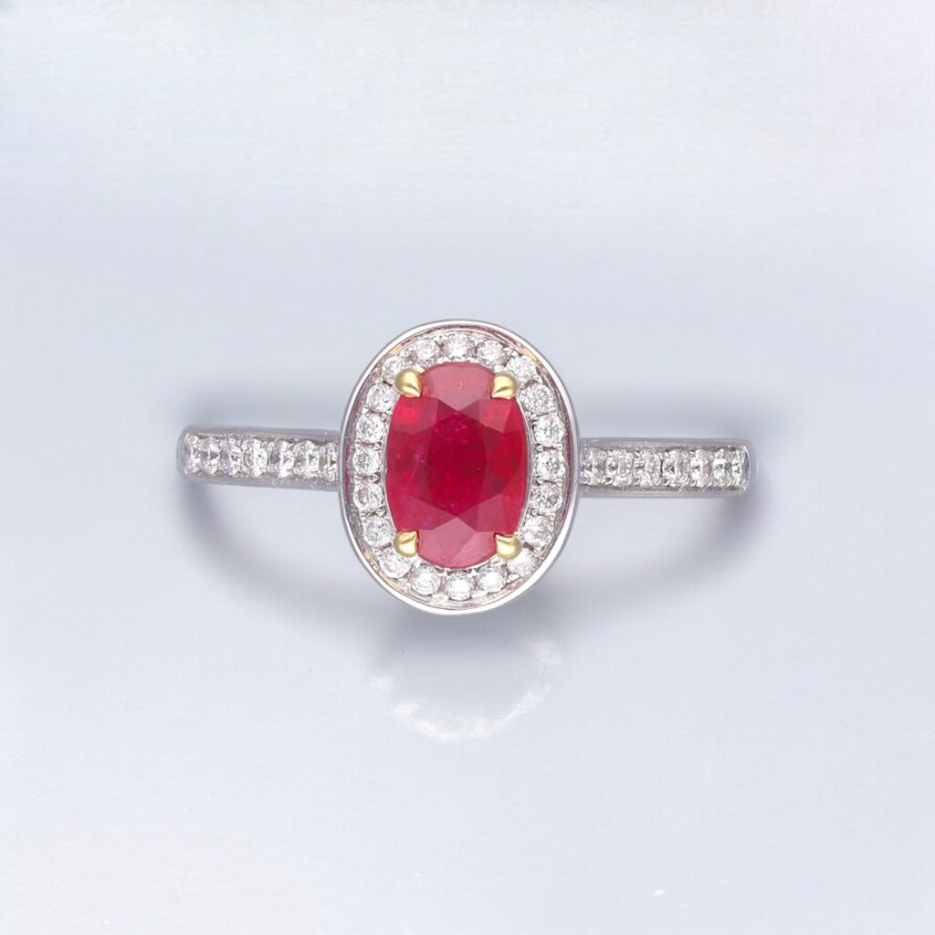 Ruby & Diamond Pave Halo ring