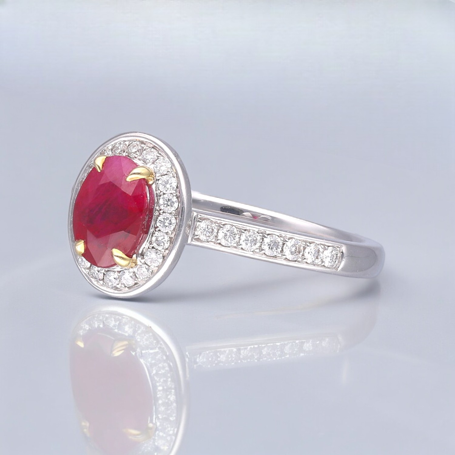 Ruby & Diamond Pave Halo ring 2 Ruby & Diamond Pave Halo ring - Image 2