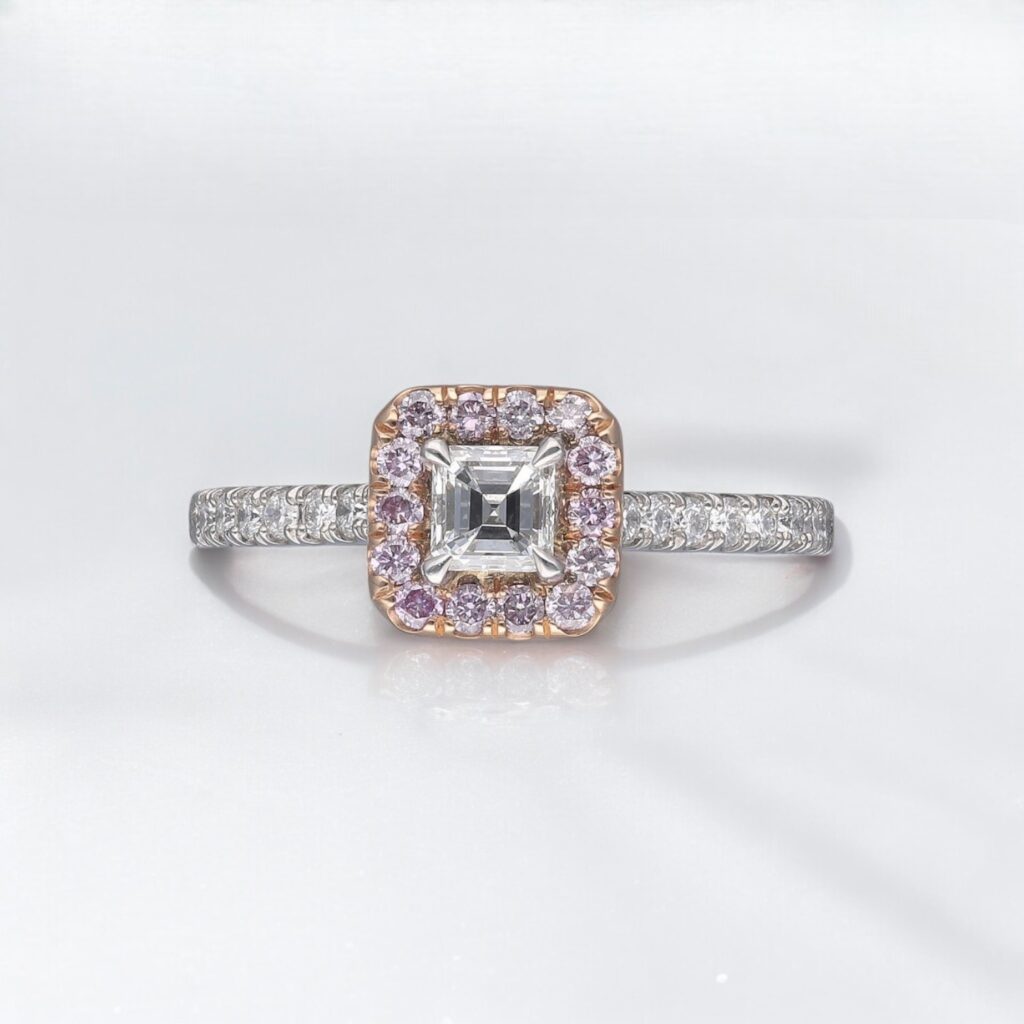 Pink diamond asscher ring