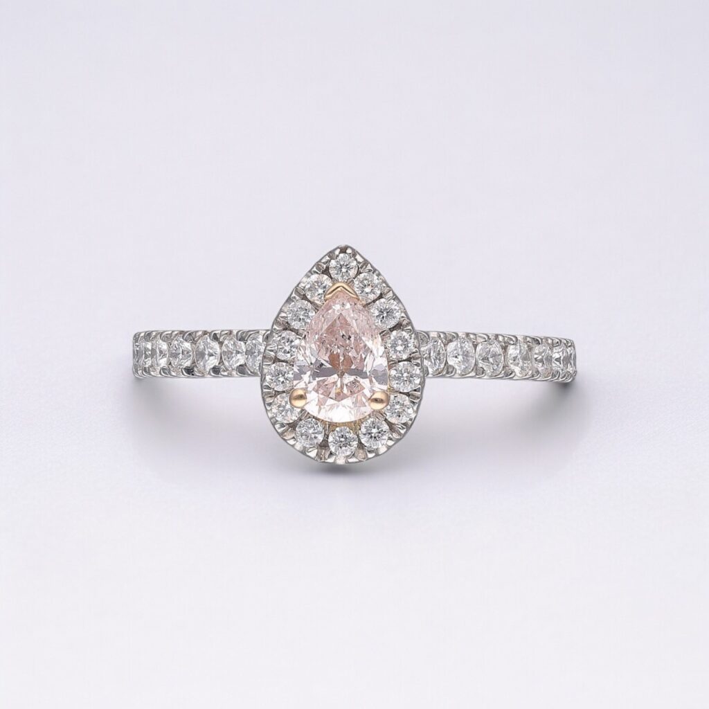 Pink Diamond Pear Halo ring