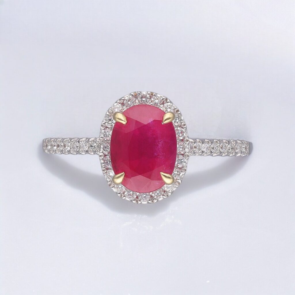 Ruby & Diamond Halo ring