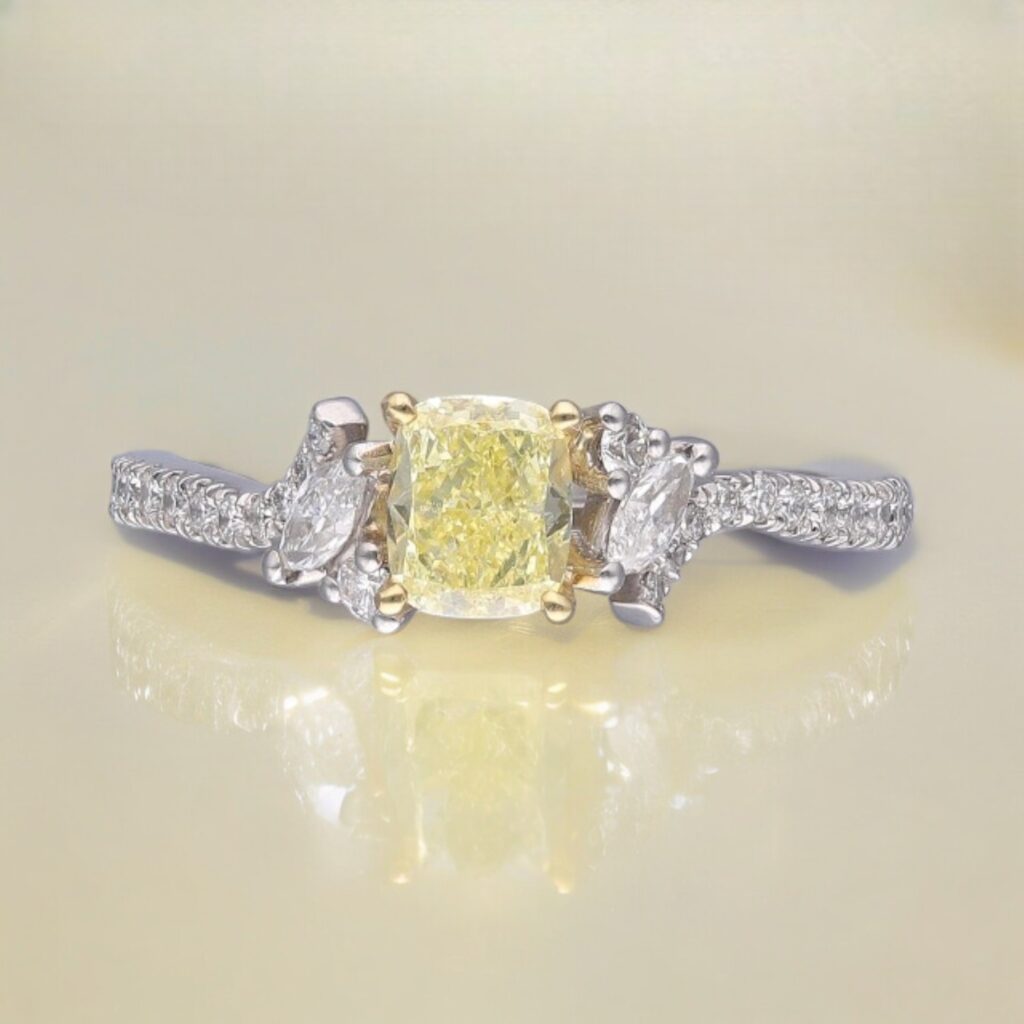 Natural Yellow Diamond with Ornate shoulders
