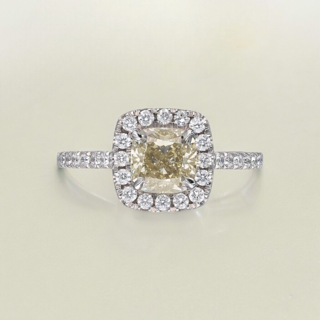 Natural Yellow Diamond Halo ring