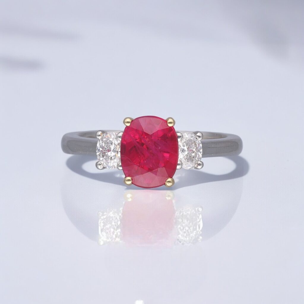 Three stone Ruby & Diamond ring