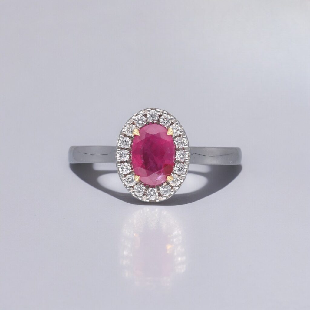 Ruby & Diamond Halo ring