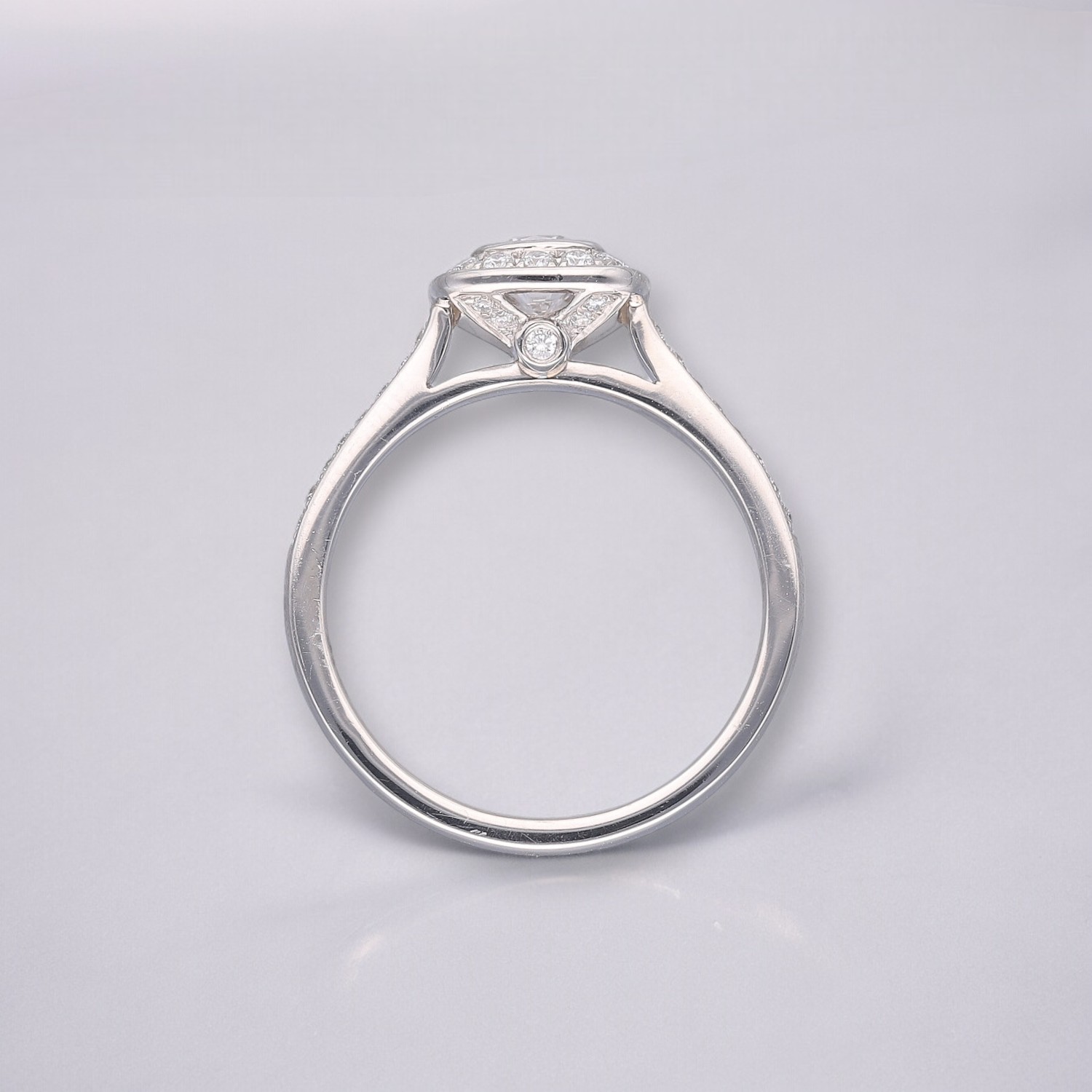 Cushion Diamond Rub-over halo ring 3 Cushion Diamond Rub-over halo ring - Image 3