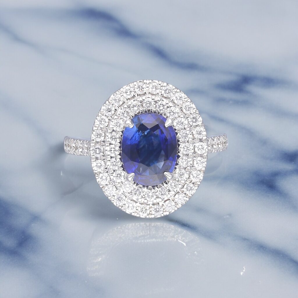 Sapphire & Diamond Halo ring
