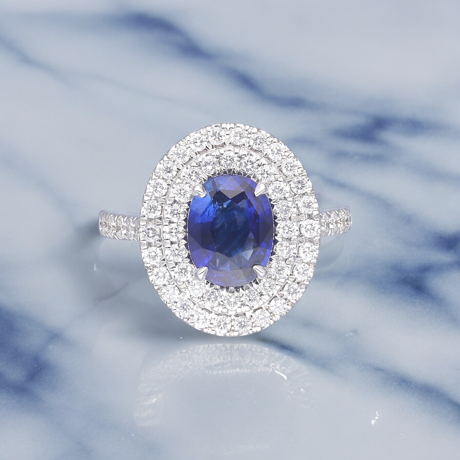 Sapphire & Diamond Halo ring 1 Sapphire & Diamond Halo ring