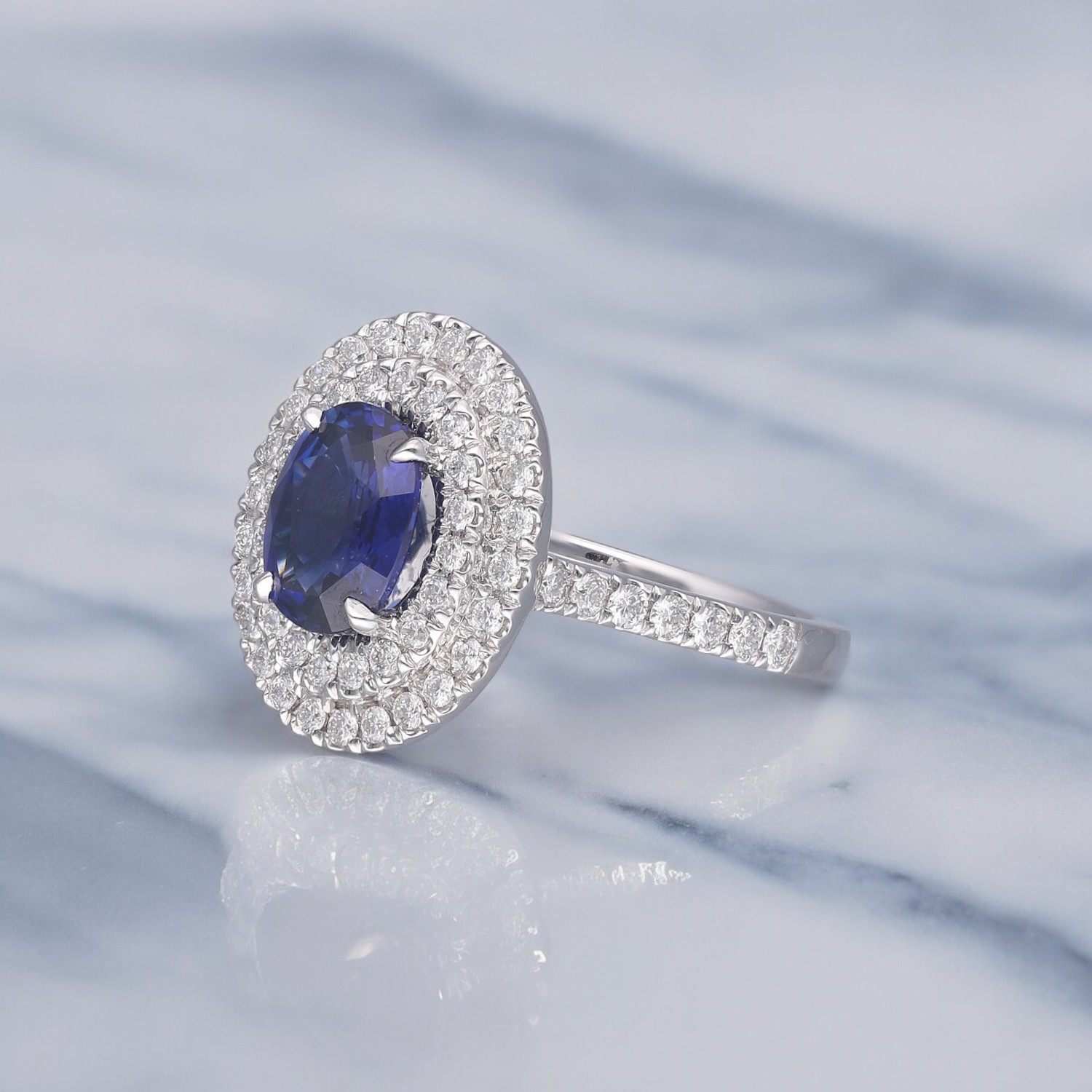 Sapphire & Diamond Halo ring 2 Sapphire & Diamond Halo ring - Image 2